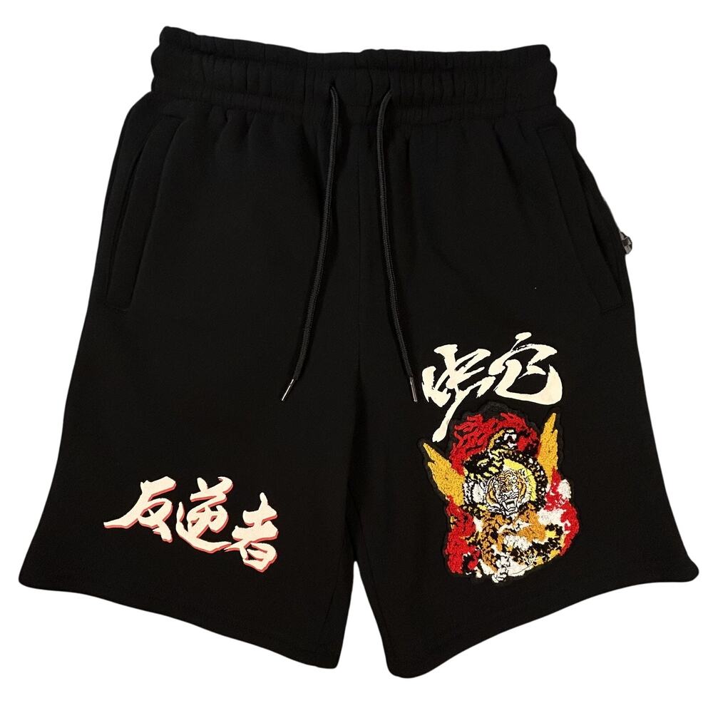 New Rebel Vengeance Shorts Men's S Embroidered Tiger Dragon Graphic Streetwear‎